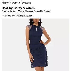 NWT Betsy&Adam Embellished Cap-Sleeve Sheath Dress